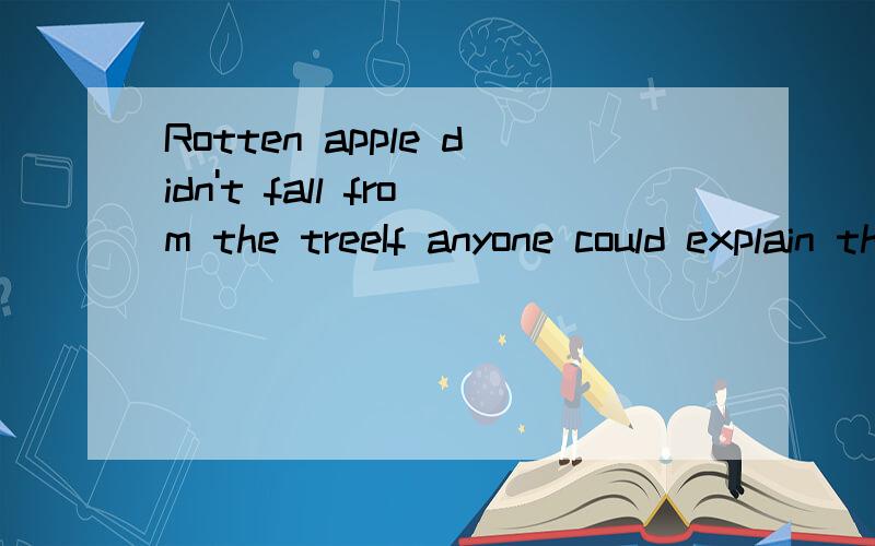 Rotten apple didn't fall from the treeIf anyone could explain this phrase in either Chinese or English or sentence with great details ,you would certainly be rewarded by getting my bonus point.If you can give me some examples demonstrating in what co